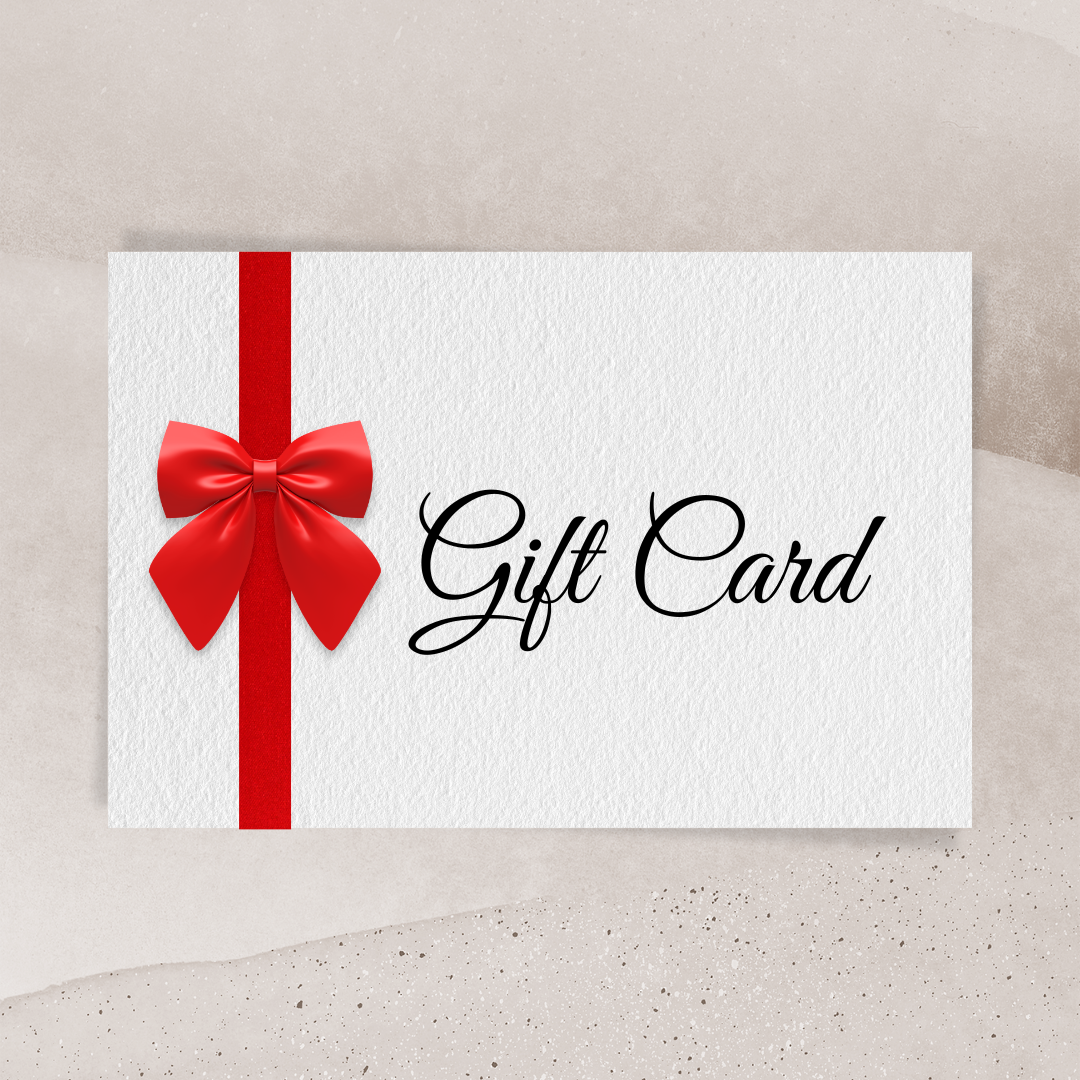 card with red bow and words that say gift card